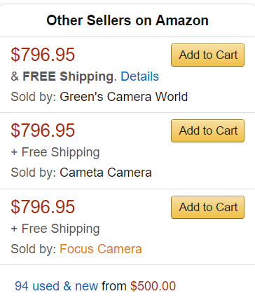 Amazon Other Sellers: Nikon D7100 24.1 MP DX Format CMOS Digital SLR Body Only